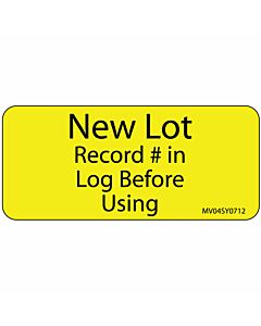 Label Paper Permanent New Lot Record, 1" Core, 2 1/4" x 1", Yellow, 420 per Roll