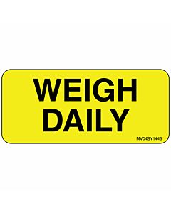 Label Paper Permanent Weigh Daily, 1" Core, 2 1/4" x 1", Yellow, 420 per Roll
