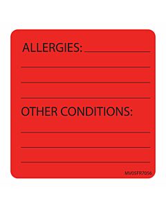 Label Paper Permanent Allergies: Other 1" Core 2 7/16"x2 1/2" Fl. Red 400 per Roll