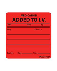 Label Paper Permanent Medication Added To, 1" Core, 2-7/16" x 2-1/2", Fl. Red, 400 per Roll