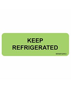 Communication Label (Paper, Removable) "Keep Refrigerated" 2 15/16" x 1" Flourescent Green - 333 per Roll