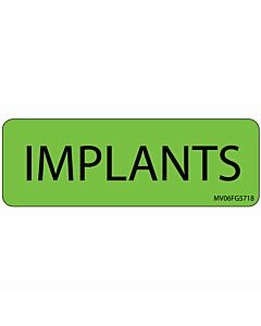 Label Paper Removable Implants, 1" Core, 2 15/16" x 1", Fl. Green, 333 per Roll