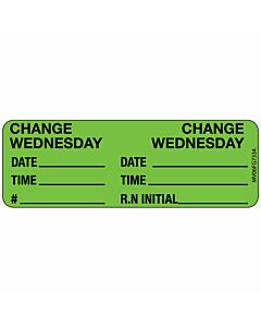 Label Paper Removable Change Wednesday, 1" Core, 2 15/16" x 1", Fl. Green, 333 per Roll
