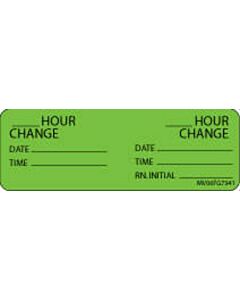 Label Paper Removable Hour Hour Change, 1" Core, 2 15/16" x 1", Fl. Green, 333 per Roll