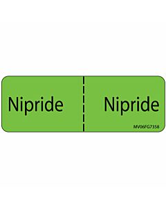 Label Paper Removable Nipride: Nipride, 1" Core, 2 15/16" x 1", Fl. Green, 333 per Roll
