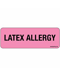 Label Paper Removable Latex Allergy, 1" Core, 2 15/16" x 1", Fl. Pink, 333 per Roll