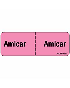 Label Paper Removable AMICAR: AMICAR, 1" Core, 2 15/16" x 1", Fl. Pink, 333 per Roll