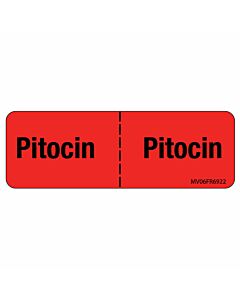 Label Paper Permanent Pitocin: Pitocin, 1" Core, 2 15/16" x 1", Fl. Red, 333 per Roll