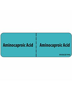Label Paper Removable Aminocaproic Acid, 1" Core, 2 15/16" x 1", Blue, 333 per Roll