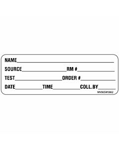 Label Paper Removable Name Source Rm# Itest, 1" Core, 2 15/16" x 1", White, 333 per Roll