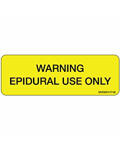 Label Paper Permanent Warning Epidural Use, 1" Core, 2 15/16" x 1", Yellow, 333 per Roll