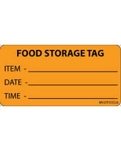 Label Paper Removable Food Storage Tag, 1" Core, 2 15/16" x 1", 1/2", Fl. Orange, 333 per Roll