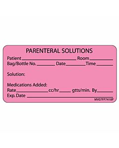 Label Paper Permanent Parenterial, 1" Core, 2 15/16" x 1", 1/2", Fl. Pink, 333 per Roll