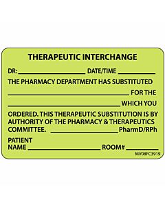 Label Paper Removable Therapeutic, 1" Core, 2" 15/16" x 2, Fl. Chartreuse, 333 per Roll