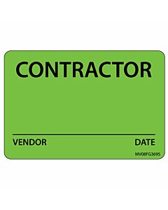 Label Paper Removable Contractor Vendor, 1" Core, 2" 15/16" x 2, Fl. Green, 333 per Roll