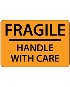 Communication Label (Paper, Removable) Fragile Handle With 2" 15/16" x 2 Fluorescent Orange - 333 per Roll