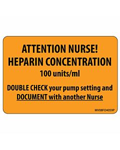 Label Paper Permanent Attention Nurse! 1" Core 2" 15/16"x2 Fl. Orange 333 per Roll