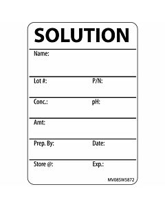 Label Paper Removable Solution Name:, 1" Core, 2" 15/16" x 2, White, 333 per Roll