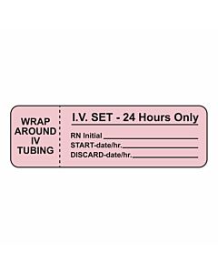IV Label Paper Permanent Wrap Around IV 1" Core 3"x15/16" Pink 1000 per Roll