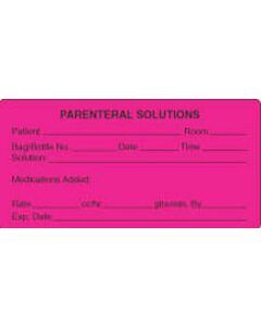 Label Paper Permanent Parenteral Solutions 1 1/2" Core 4" x 2, Fl. Pink, 250 per Roll