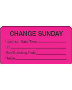 IV Label Paper Permanent Change Sunday  1 5/8"x7/8" Fl. Pink 1000 per Roll