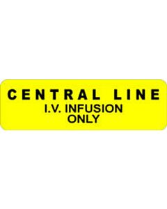 IV Label Paper Permanent Central Line IV  2 7/8"x7/8" Fl. Yellow 1000 per Roll