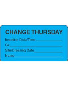 IV Label Paper Permanent Change Thursday  1 5/8"x7/8" Blue 1000 per Roll