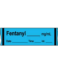 Anesthesia Tape with Date, Time & Initial (Removable) Fentanyl mg/ml 1/2" x 500" - 333 Imprints - Blue - 500 Inches per Roll