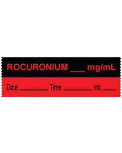 Anesthesia Tape with Date, Time & Initial (Removable) Rocuronium mg/ml 1/2" x 500" - 333 Imprints - Fluorescent Red and Black - 500 Inches per Roll