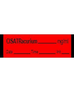 Anesthesia Tape with Date, Time & Initial (Removable) Cisatracurium mg/ml 1/2" x 500" - 333 Imprints - Fluorescent Red and Black - 500 Inches per Roll
