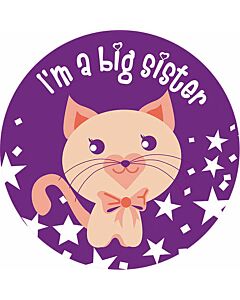 Label Pediatric Award Sticker, Paper, Removable, "I'm a Big Sister", Purple, 250 per Roll