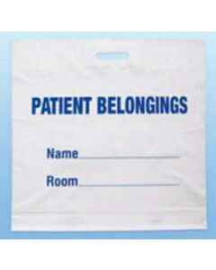 Patient Belongings Bag Punch Out Handle White Biodegradable 20" X 20" X 4", 250 per Case