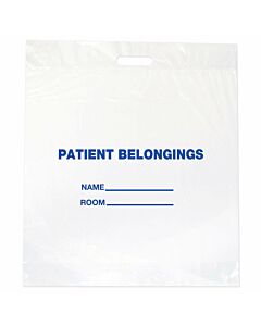 Patient Belongings Bag Punch Out Handle Clear Plastic 20" X 23" X 4", 500 per Case
