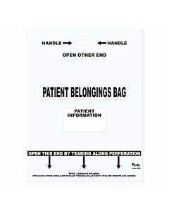 Patient Belongings Bag Tamper-Evident Punch Out Handle Plastic 25-1/2" X 19-1/2" White, 200 per Case