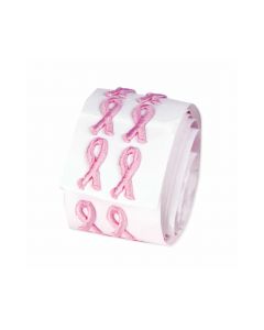 Mammography Marketing Aid Pink Ribbon Embroidery Sticker Pink, 100 per roll