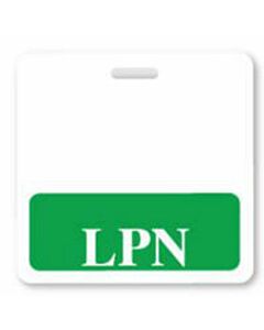 Badge Buddies Card Badge Plastic LPN 3-3/32" x 3-3/8" White with Green