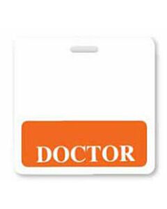 Badge Buddies Card Badge Plastic Doctor 3-3/32" x 3-3/8" White with Orange