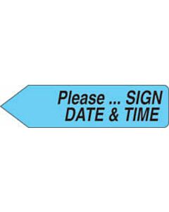 Spee-D-Point™ Flags & Tags "Please...Sign, Date & Time" Blue Removable 9/16" x 2-1/4", 150 per Pack