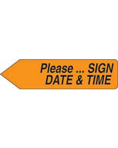 Spee-D-Point™ Flags & Tags "Please...Sign, Date & Time" Orange Removable 9/16" x 2-1/4", 150 per Pack