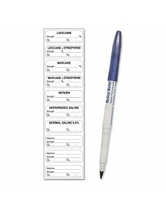 Sterile Label with Pen Synthetic Permanent 1-1/2" x 1/2" White, 10 per Sheet, 100 Sheets per Box