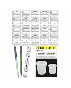 Sterile Label Kit Includes Sterile Skin Marking Pen, Medical Sterile Marker, Medicine Cups, Ruler and Time Out Label Permanent 1-1/2" x 1/2" White, 100 per Case