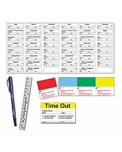 Sterile Label Kit Includes Dual-Tip Sterile Marker, Ruler, Time-Out Label, Cup Labels Permanent White, 48 per Sheet, 100 Sheets per Box
