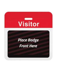 TEMPbadge® Expiring Visitor Badge Clip-on BACK, Pre-Printed "Visitor," Red, Box of 1000