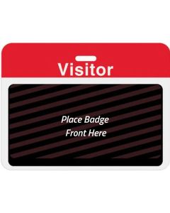 TEMPbadge® Large Expiring Visitor Badge Clip-on BACK, Pre-Printed "Visitor," Red, Box of 1000