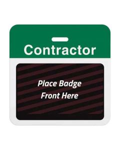 TEMPbadge® Expiring Visitor Badge Clip-on BACK, Pre-Printed "Contractor," Green, Box of 1000
