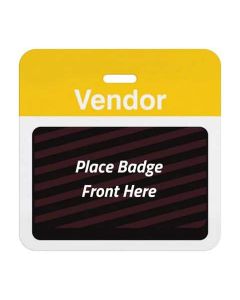 TEMPbadge® Expiring Visitor Badge Clip-on BACK, Pre-Printed "Vendor," Yellow, Box of 1000