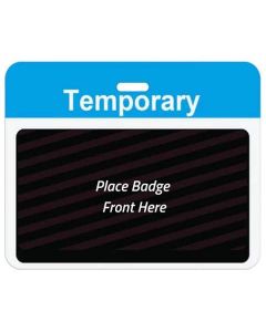 TEMPbadge® Large Expiring Visitor Badge Clip-on BACK, Pre-Printed "Temporary," Blue, Box of 1000