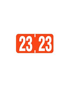 TAB® Compatible Color Code Label Year "23", 1 X 1/2 Dark Orange Mylar Permanent 500 Per Roll