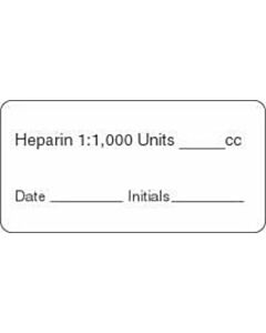 Label Paper Permanent Heparin 1":1,000  2"x1 White 1000 per Roll