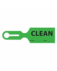 Ident-Alert® Message Tag "Clean" 8 1/2"x2 1/2" Green 1000 per Case